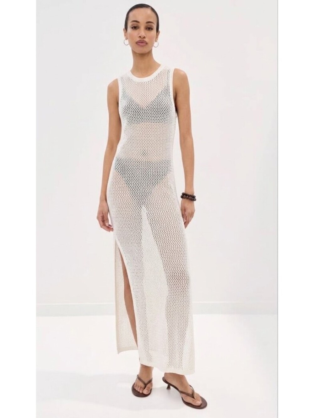 Lulus White Sleeveless Knit Maxi Dress XL